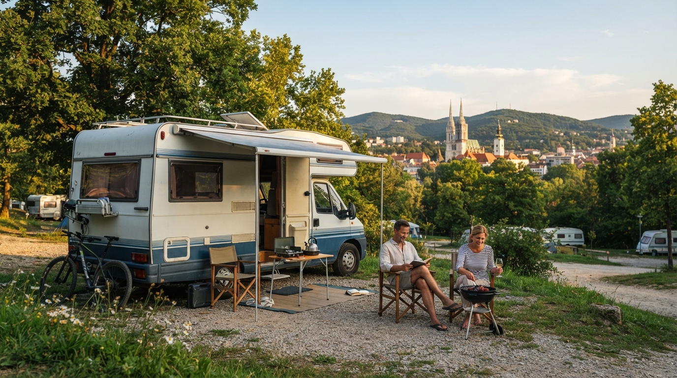 Zagreb Roundtrip - Around the Adriatic Sea — campground with a motorhome