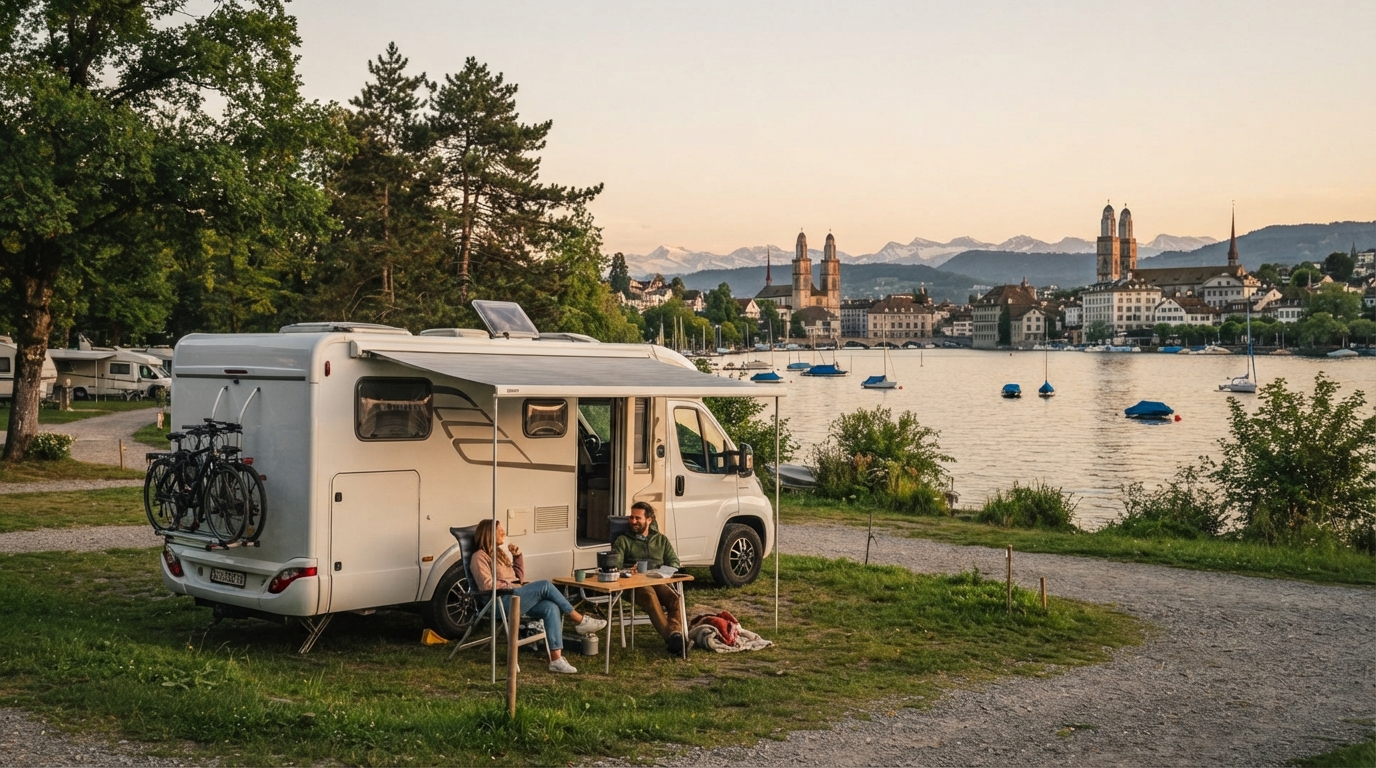 Zurich Roundtrip - North - Including the Black Forest & Surroundings — campground with a motorhome
