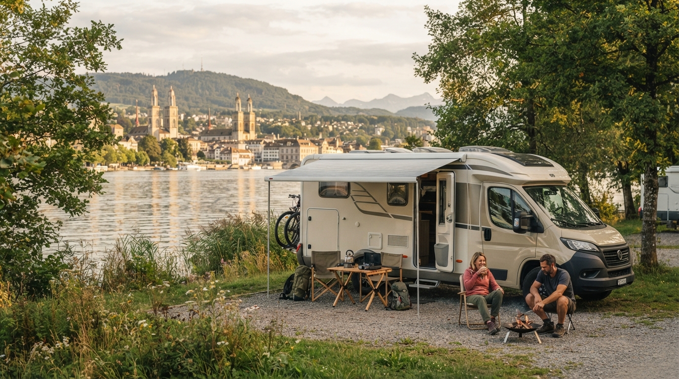 Zurich Roundtrip - South - Austria Tirol, Italy, Switzerland — campground with a motorhome